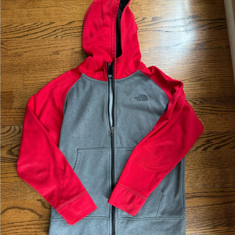 The North Face Kids' Vibrant Red and Gray Hoodie